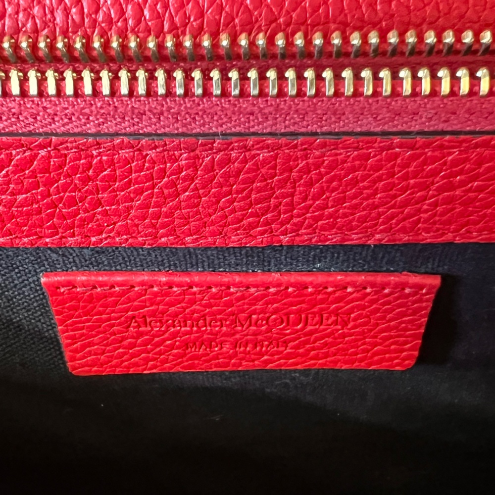 Alexander McQUEEN Red Leather Shoulder Bag Purse - Picture 15 of 15